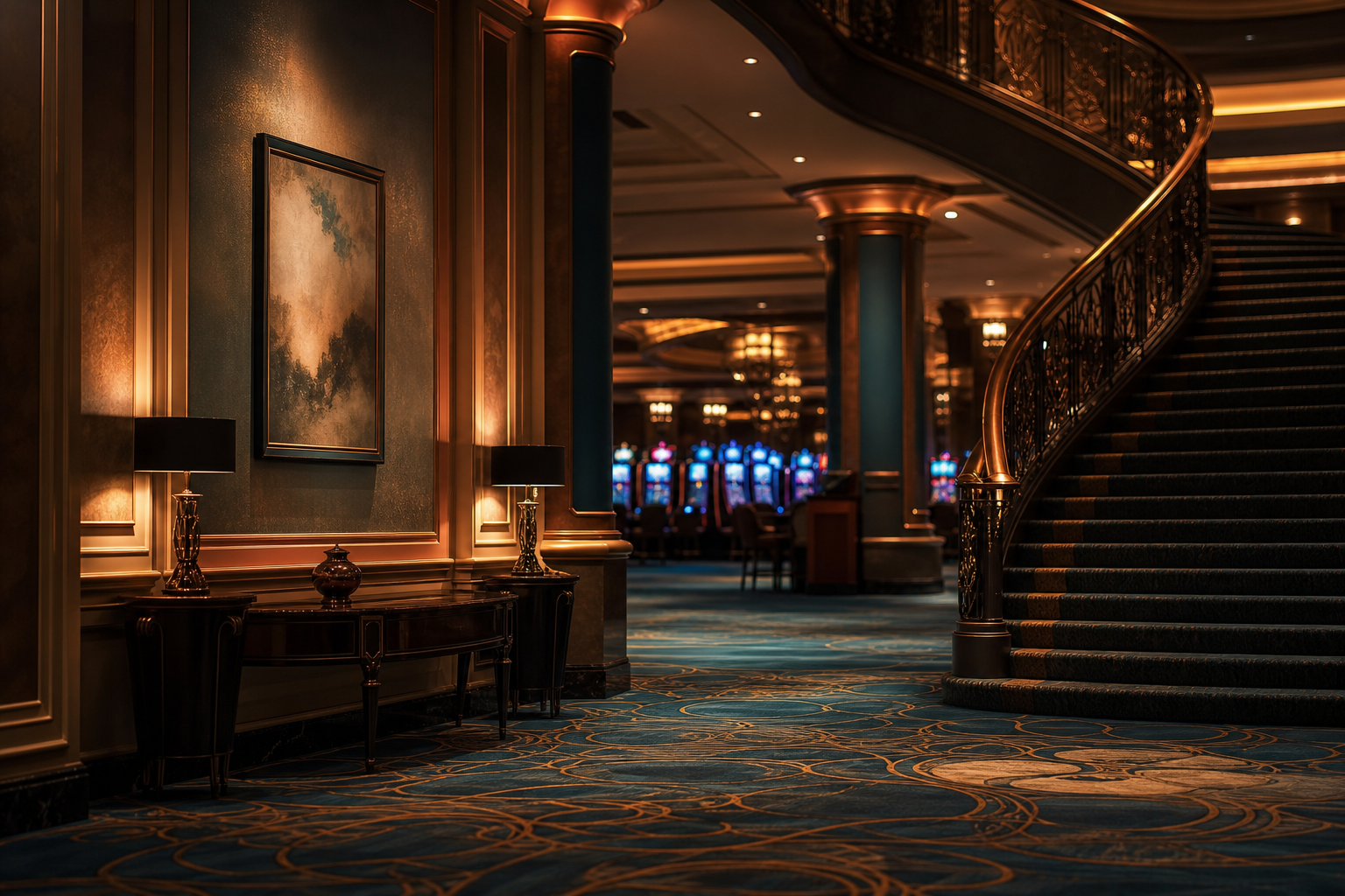 Lobby élégant d'un casino français