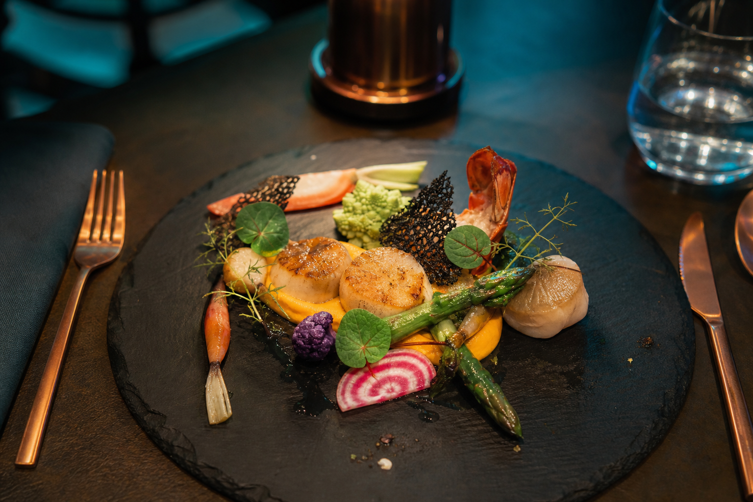Assiette gastronomique dans un restaurant de casino